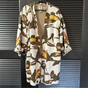 Rain and Rose Women’s Abstract Multicolor Knit Kimono Cardigan, Size Large